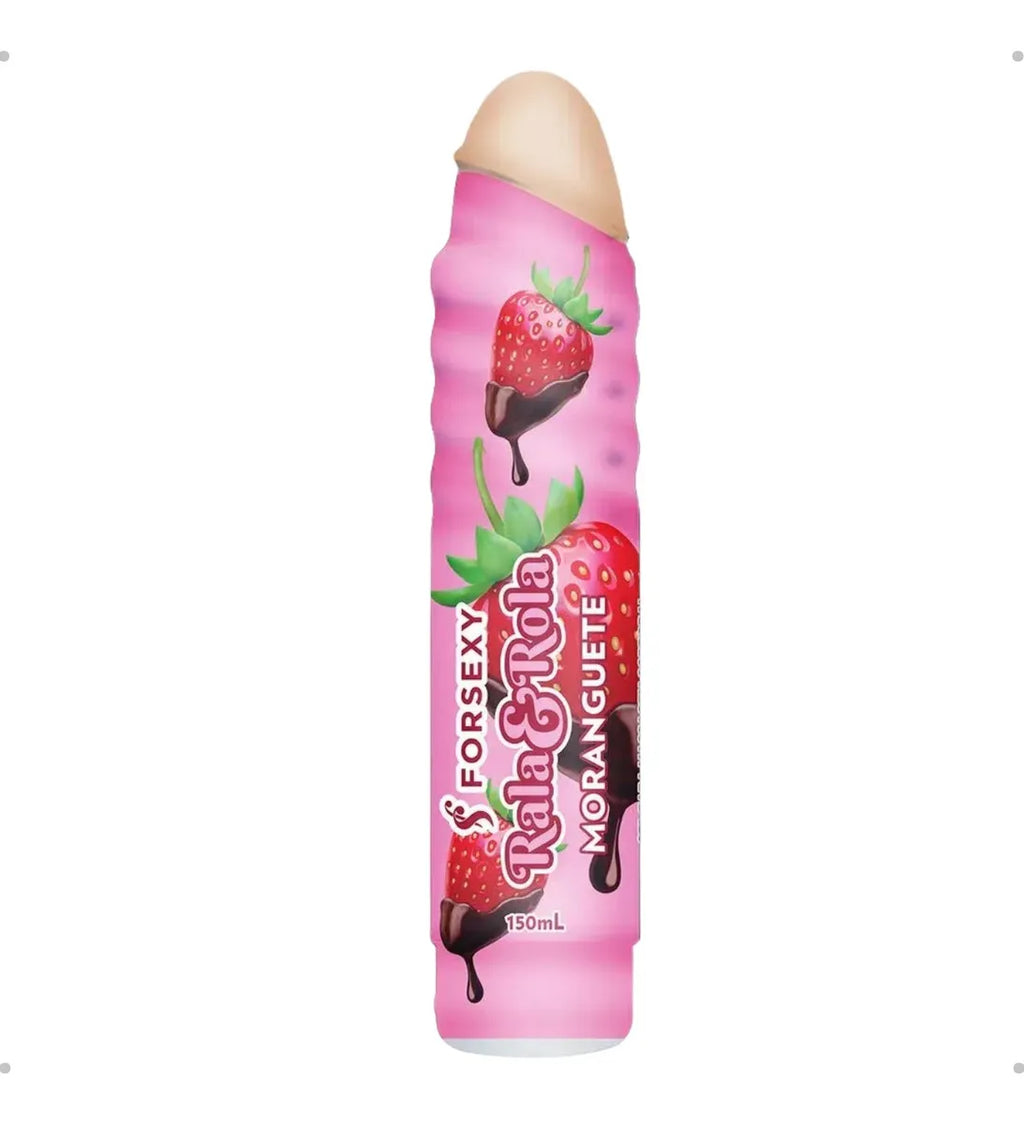 "Rala & Rola" Dildo Con Lubricante Sabor Fresas Con Champagne (150 ml).